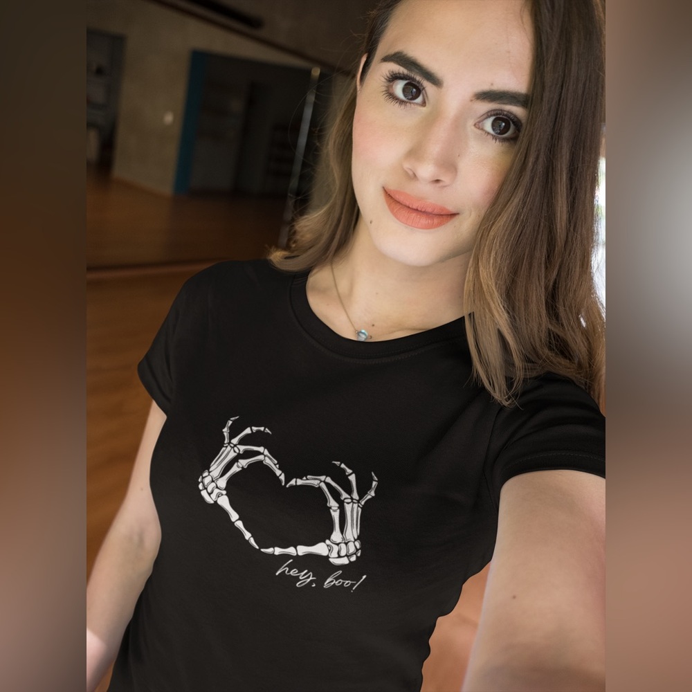 Hands Heart Shirt, Halloween Skeleton Tee, Spooky Season Graphic T-Shirt